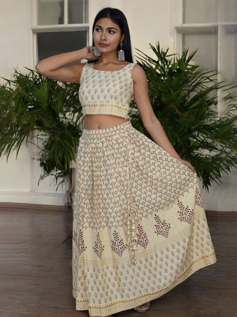 JAIPUR HAND BLOCK Printed Sleeveless Ready to Wear Lehenga & Choli - Image 4