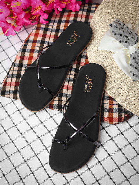 JM Looks Women Embellished Sleek Minimal Slip-On Open Toe Flats