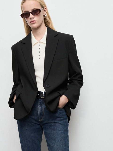 MANGO Notched Lapel Collar Single-Breasted Regular Fit Semiformal Blazer