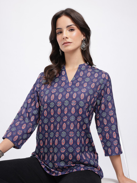Anouk Rustic Ethnic Motifs Print Mandarin Collar Straight Kurti