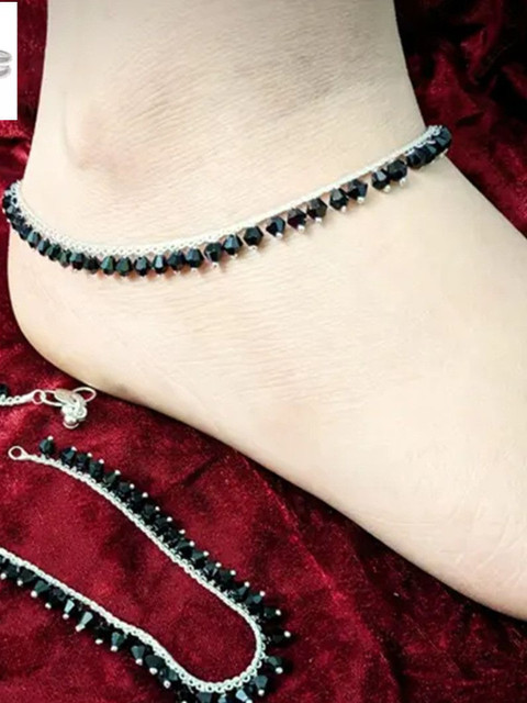 sonu select Silver-Plated Artificial Beaded Anklets