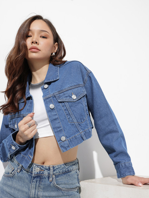 The Roadster Life Co. Pure Cotton Crop Denim Jacket