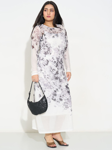 Honey Curvytude by Pantaloons Floral Printed Round Neck Maxi Dress