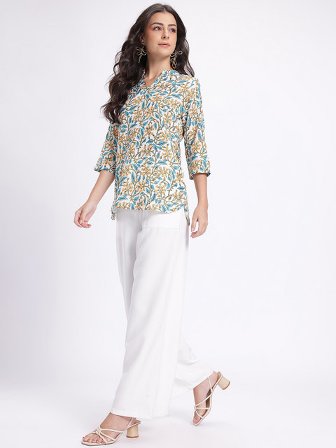 Anouk Rustic Floral Printed Mandarin Collar Straight Kurti - Image 6