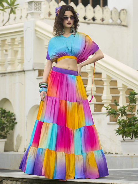 PURVAJA Printed Lehenga & Unstitched Blouse With Dupatta