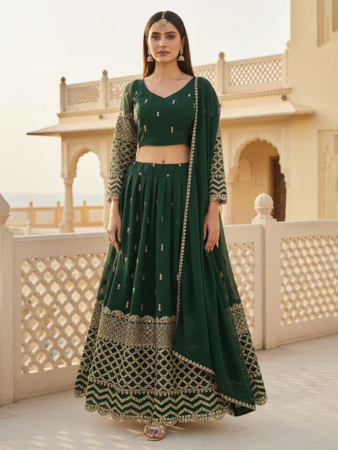 BAESD Embellished Sequinned Semi-Stitched Lehenga & Unstitched Blouse With Dupatta