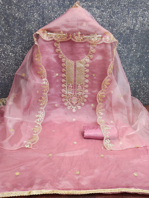 SYS Brand - Shop Your Style Embroidered Thread Work Organza Unstitched Dress Material