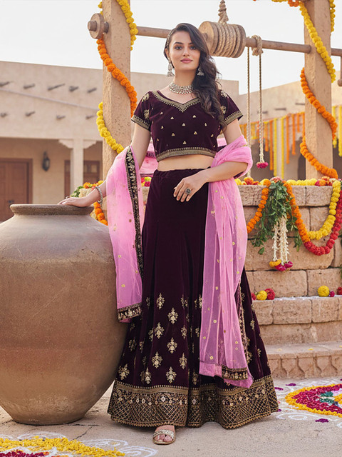 BAESD Embellished Semi-Stitched Lehenga & Unstitched Blouse With Dupatta