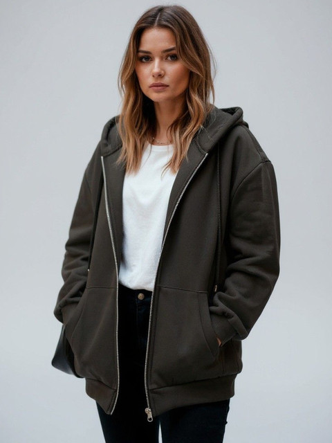 HERE&NOW Long Sleeves Hooded Open Front Jacket