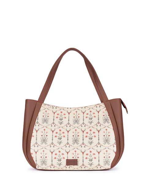 ZOUK Floral Printed Oversized Structured Shoulder Bag