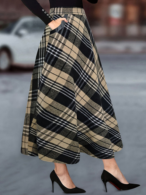 StyleCast x Revolte Women Checked A-Line Midi Skirt