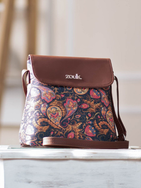 ZOUK Ethnic Motifs Printed Structured Sling Bag