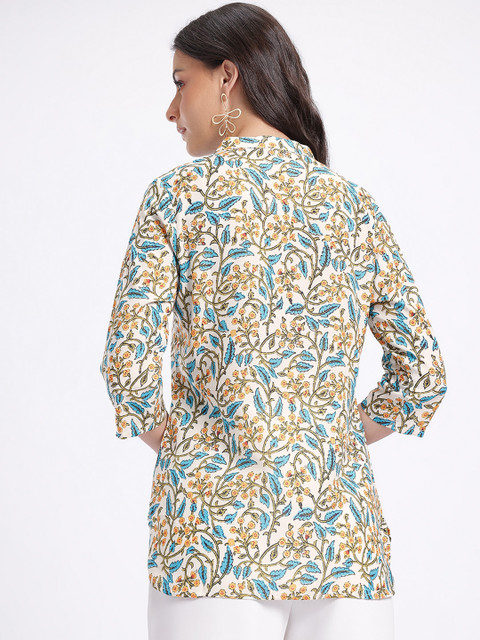 Anouk Rustic Floral Printed Mandarin Collar Straight Kurti - Image 5