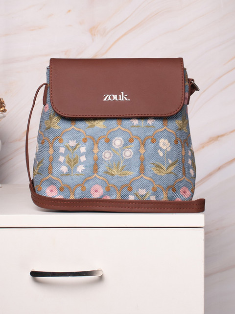 ZOUK Blue Floral Printed Sling Bag