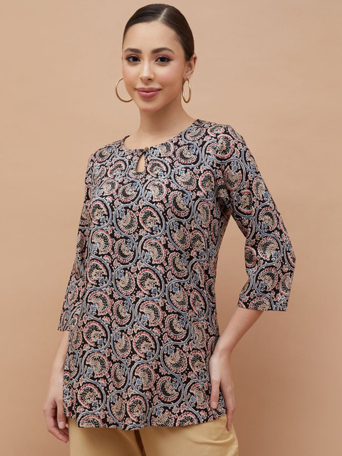 Melange by Lifestyle Ethnic Motifs Printed Pure Cotton Straight Kurti