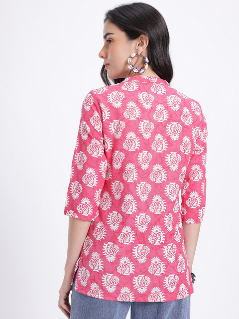 Anouk Rustic Mandarin Collar Paisley Print Straight Kurta - Image 5