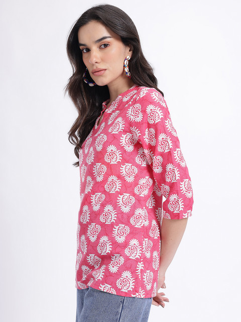 Anouk Rustic Mandarin Collar Paisley Print Straight Kurta - Image 4