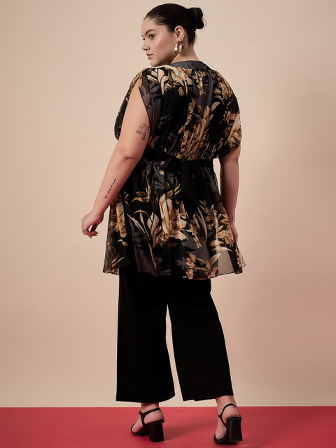 Antheaa Curve Printed & Embellished Round Neck Plus Size Top And Trouser - Image 5