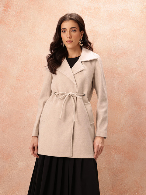 all about you Notched Lapel Tie-Up Overcoat