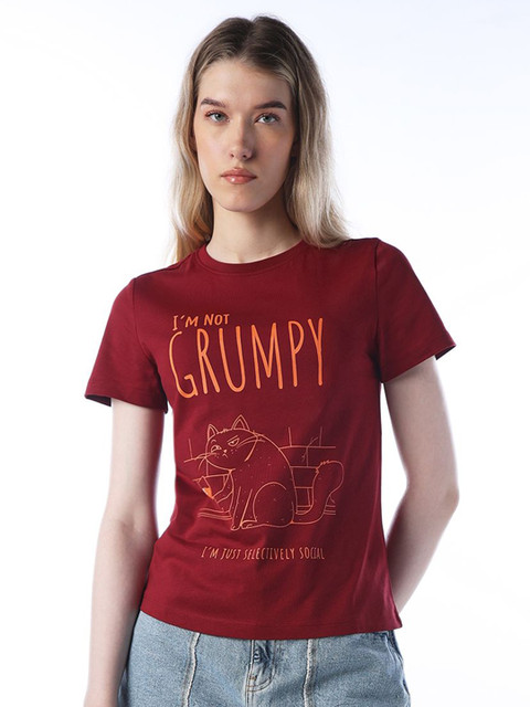 ONLY Graphic Printed Round Neck Pure Cotton Regular Fit T-shirt