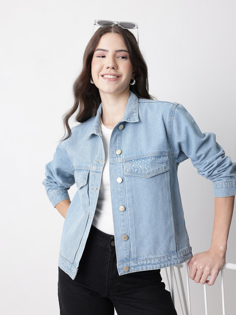Mast & Harbour Studded Cotton Denim Jacket