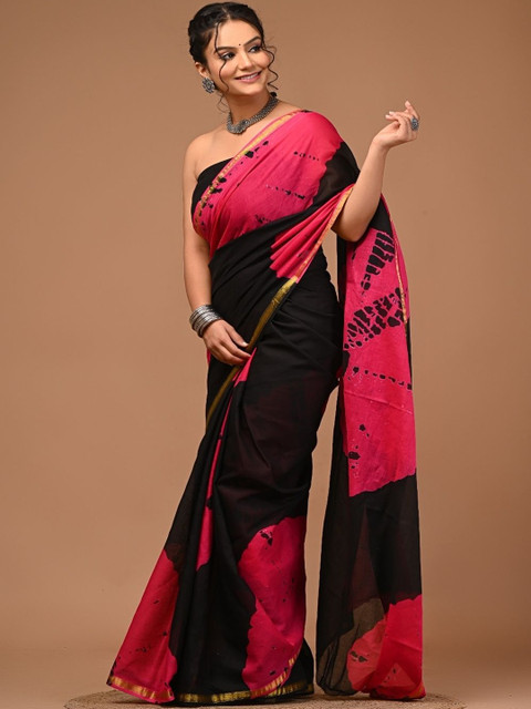 Moda Rapido Tie and Dye Zari Pure Cotton Ikat Saree