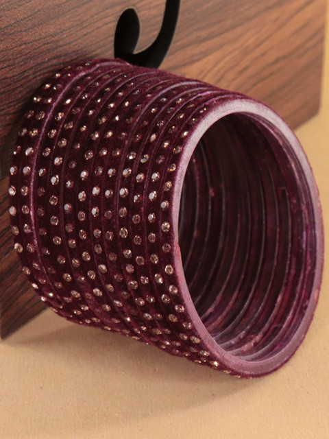 STYOLLO Set Of 12 Zircon Studded Velvet Bangles