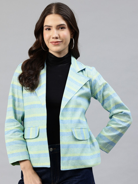 Cottinfab Striped Single-Breasted Casual Blazer