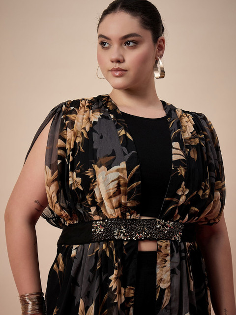 Antheaa Curve Printed & Embellished Round Neck Plus Size Top And Trouser - Image 2