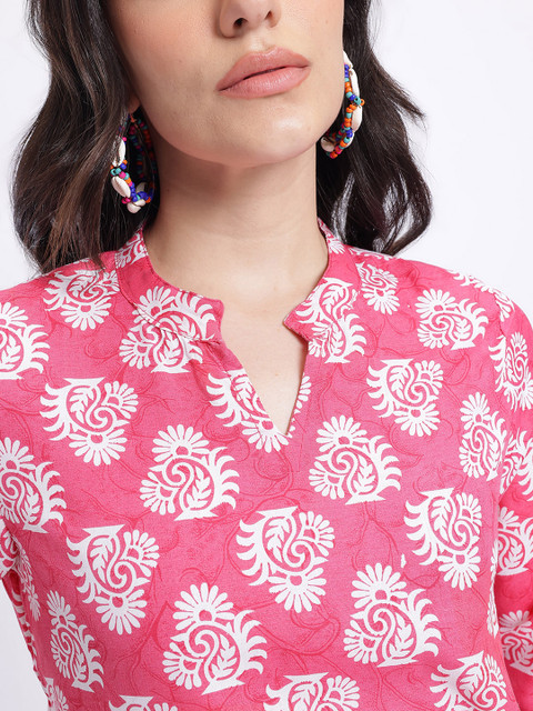Anouk Rustic Mandarin Collar Paisley Print Straight Kurta - Image 3