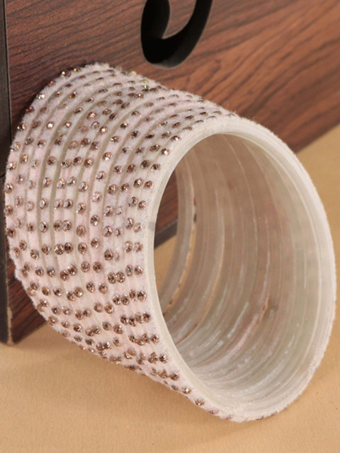 STYOLLO Set Of 12 Zircon Studded Velvet Bangles