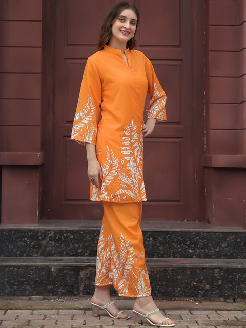 CORSICA Women Orange Viscose Rayon Printed Co-Ords - Image 4