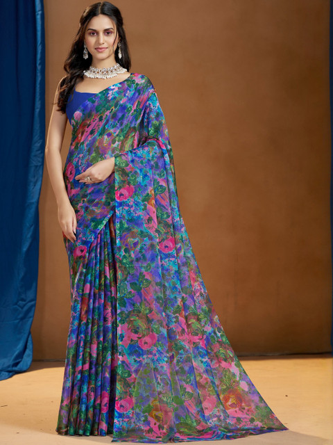 Garden Vareli Floral Printed Pure Chiffon Saree