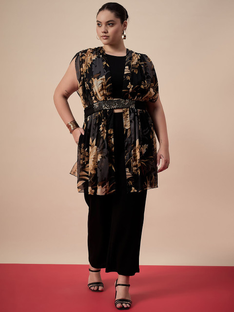 Antheaa Curve Printed & Embellished Round Neck Plus Size Top And Trouser - Image 3