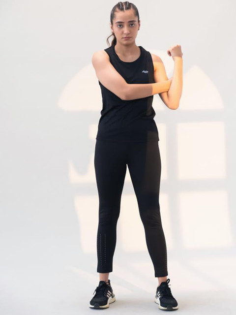 ALT THEALTCULTURE Round Neck Sleeveless Sports T-Shirt With Track Pant Workout Co-Ords