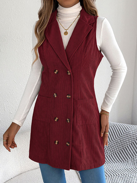 StyleCast x Revolte Women Ribbed Double-Breasted Overcoat