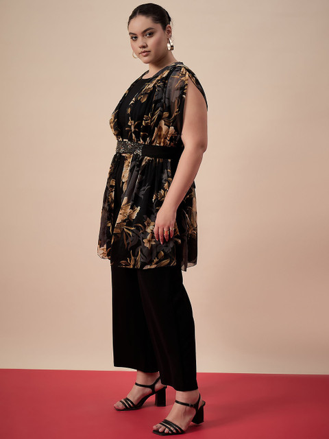 Antheaa Curve Printed & Embellished Round Neck Plus Size Top And Trouser - Image 4