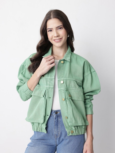 Mast & Harbour Studded Oversized Pocket Detail Denim Jacket