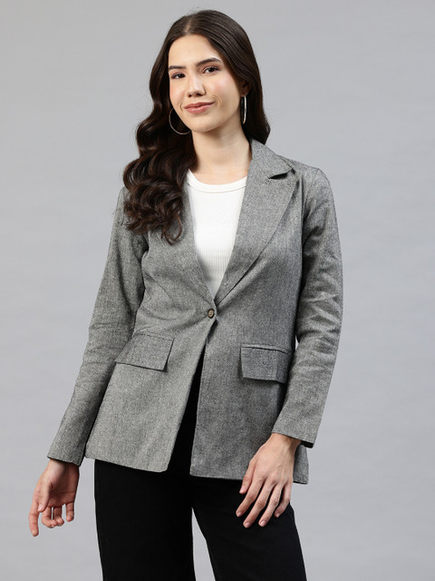 Cottinfab Notched Lapel Single-Breasted Blazer