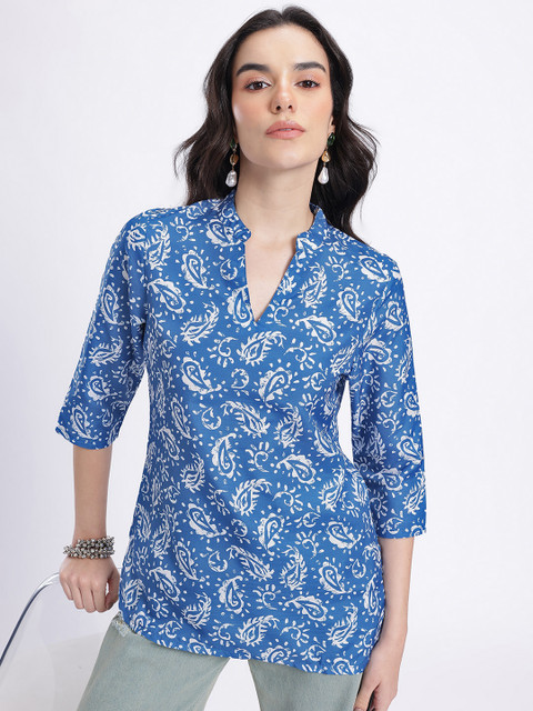 Anouk Rustic Paisley Print Curved Hem Kurti