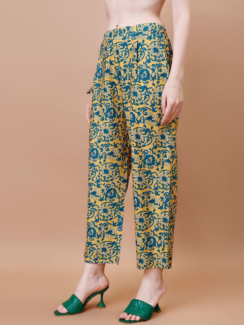 CORSICA Women Floral Printed V Neck Tunic With Trousers Co-Ords - Image 3