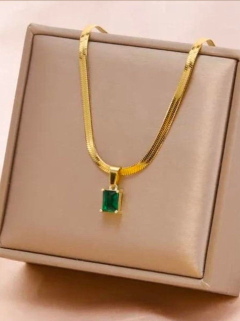 V FASHION JEWELLERY Stainless Steel Silver-Plated Artificial Stones Studded Necklace