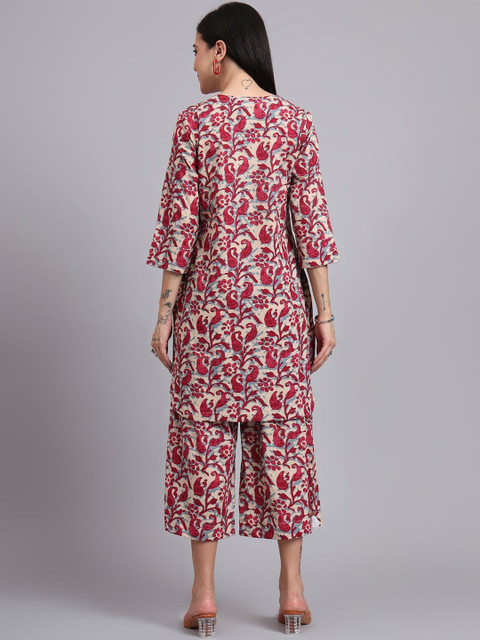 HERE&NOW Floral Printed Pure Cotton Tunic With trouser - Image 7