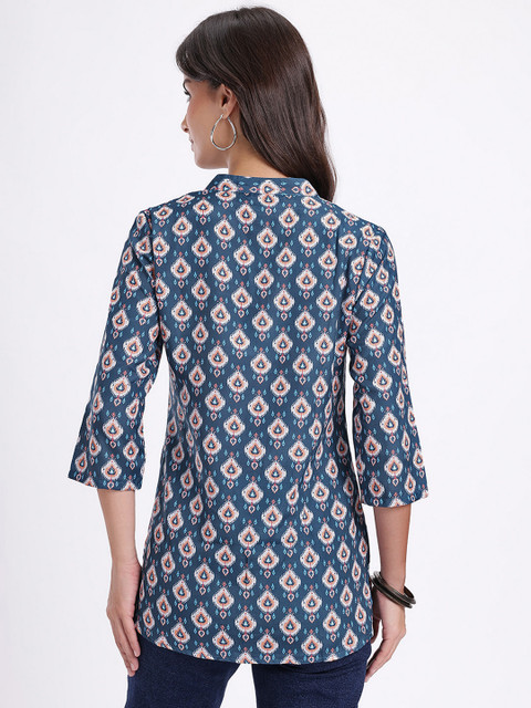 Anouk Rustic Ethnic Motif Printed Mandarin Collar Straight Kurti - Image 5