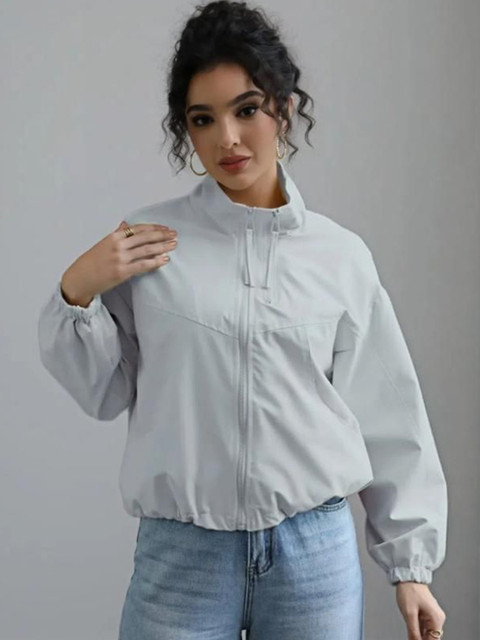 StyleCast Stand Collar Lightweight Sporty Jacket With Zip Detail