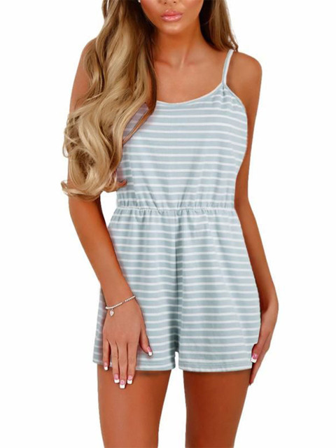 StyleCast Women Striped Shoulder Straps Cotton Playsuit