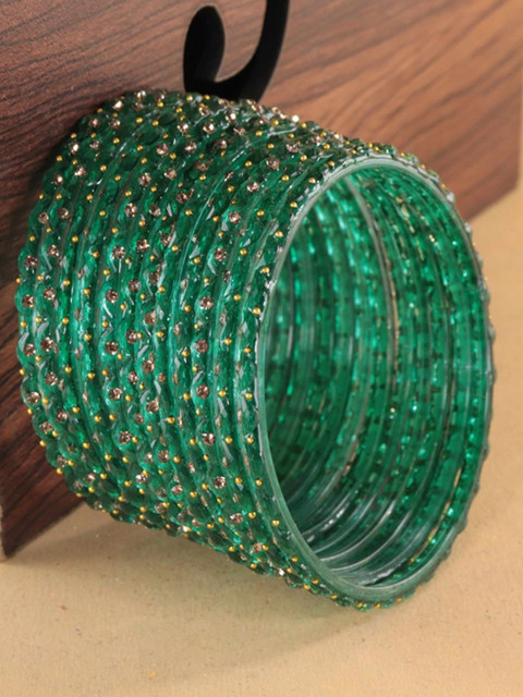 STYOLLO Set Of 12 Glass Zircon Studded Bangles