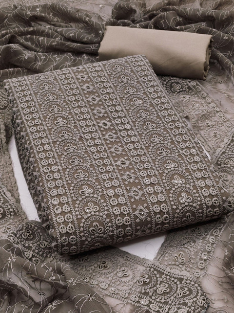 Nayanthara Trends Floral Lucknowi Chikankari Embroidered Unstitched Dress Material