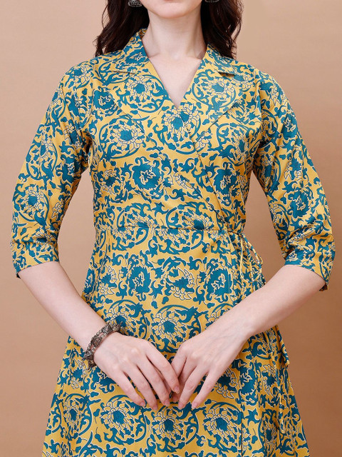 CORSICA Women Floral Printed V Neck Tunic With Trousers Co-Ords - Image 2