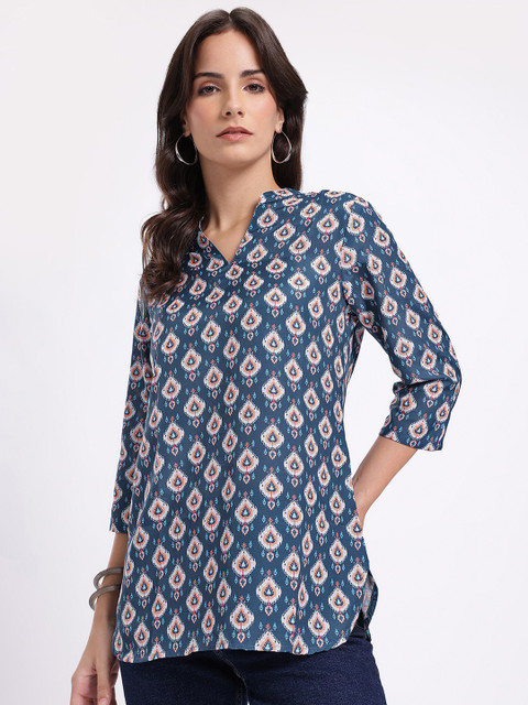 Anouk Rustic Ethnic Motif Printed Mandarin Collar Straight Kurti